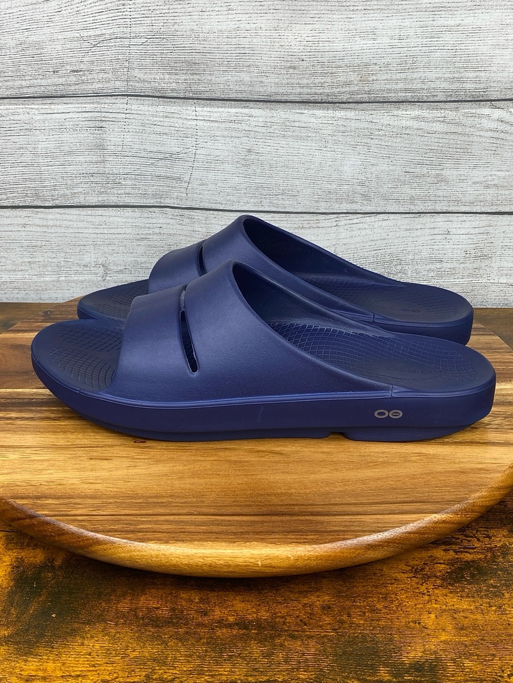 OOFOS OOahh Slide Sandals Comfort Recovery Navy Blue Men’s Shoe Size 14